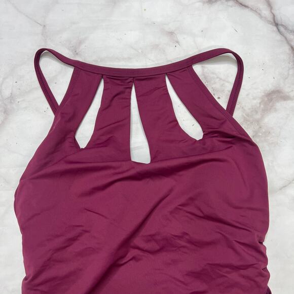 Bleu Rod Beattie Cut Out One Piece Swimsuit Pomegranate Red Size 8 Slimming New - Picture 3 of 8